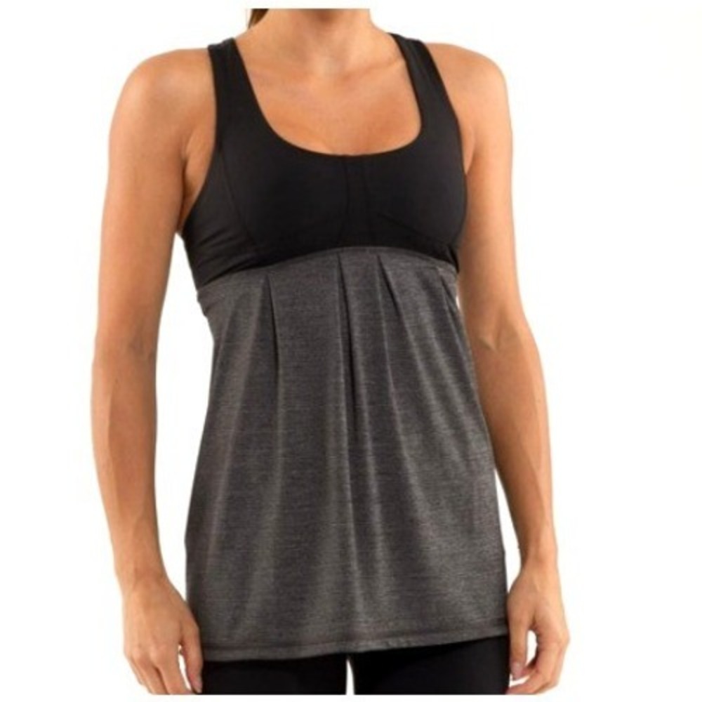 LULULEMON Women's 12 Black Heathered Gray Run Your Heart Out Racerback Yoga Tank